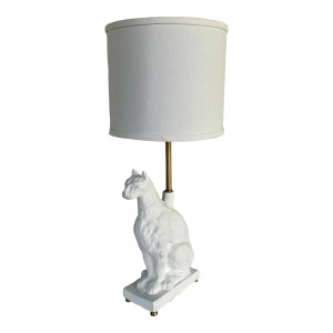 Global Views Modern Empire White Egyptian Cat Table Lamp