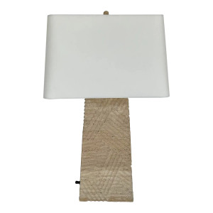 Revelation Organic Modern Craved Travertine Diagram Table Lamp