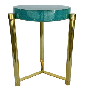 Port 68 Modern Turquoise Quartz Stoneridge Accent Table