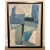 Mid-Century Modern Abstract Blue and Cream Painting