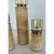 Revelation Modern Travertine and Glass Optic Candleholders Set of 3