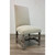 Transitional High Back Carved Wood Beige Linen Dining Chairs Set of Four