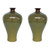 Modern Moss and Brown Glaze Tepered Bulbous Vases - a Pair