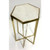 Contemporary White Marble and Gold Plated Geometric Side Table