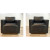 Modern Square Back Black Leather Swivel Chairs Pair
