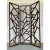 Arteriors Mid-Century Modern Style Carved Geometric Walnut Finished Wood Maddock Screen