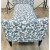 Norwalk Fabric Blue and White Modern Botanical Print Linen Durham Bench