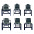 Maitland-Smith Transitional Black Leather Dining Chairs Set of 6