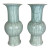Currey & Company Modern Robins Egg Blue Roku Glaze Porcelain Vases Pair