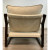 Modern Dark Oak and Woven Cream Performance Fabric Lounge Chairs Pair