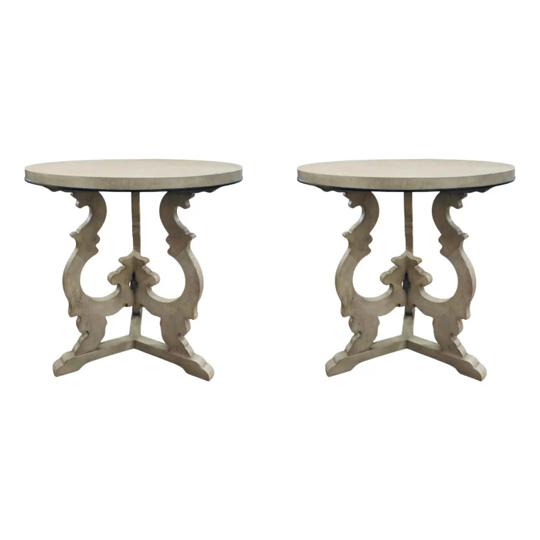 Jonathan Charles Transitional Gray Wood Assorted End Tables Pair