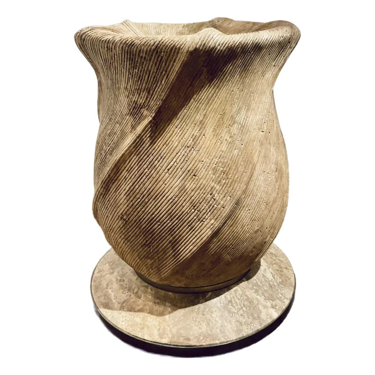 Jonathan Charles Modern Solid Craved Travertine Dining Table Base