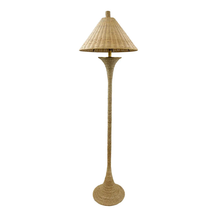 Currey & Co. Organic Modern Rope and Wicker Floor Lamp