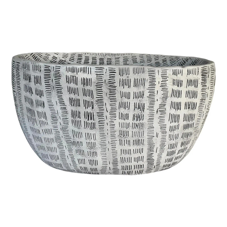 Global Views Organic Modern Black and White Oval Frequency Bowl