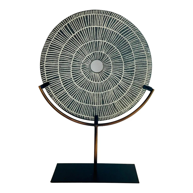 Organic Modern Gray Stone Radial Sculpture