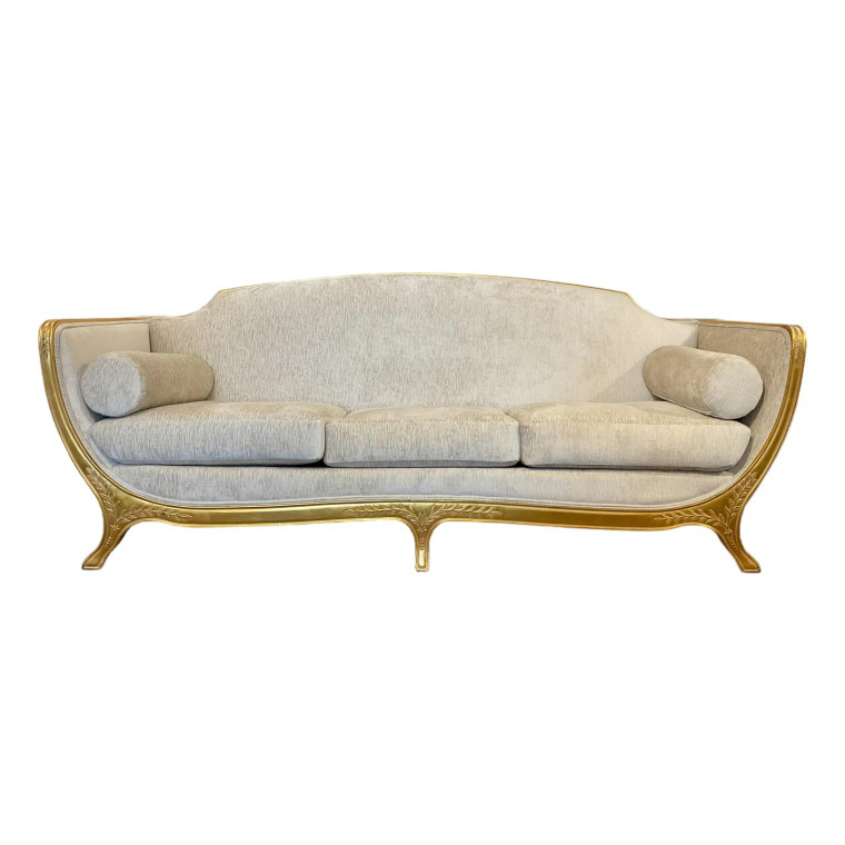 Jonathan Charles Transitional Custom Gold Leaf Sofa