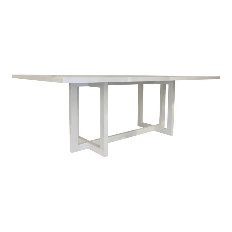 Worlds Away Modern White Lacquer Berkeley Dining Table