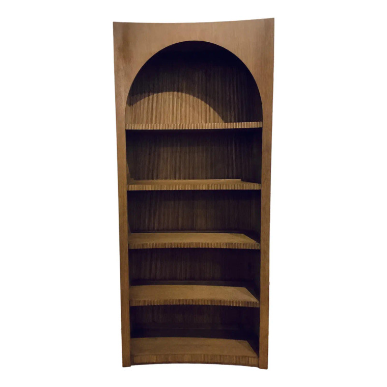 Revelation Modern Reeded Walnut High Light Bookcase