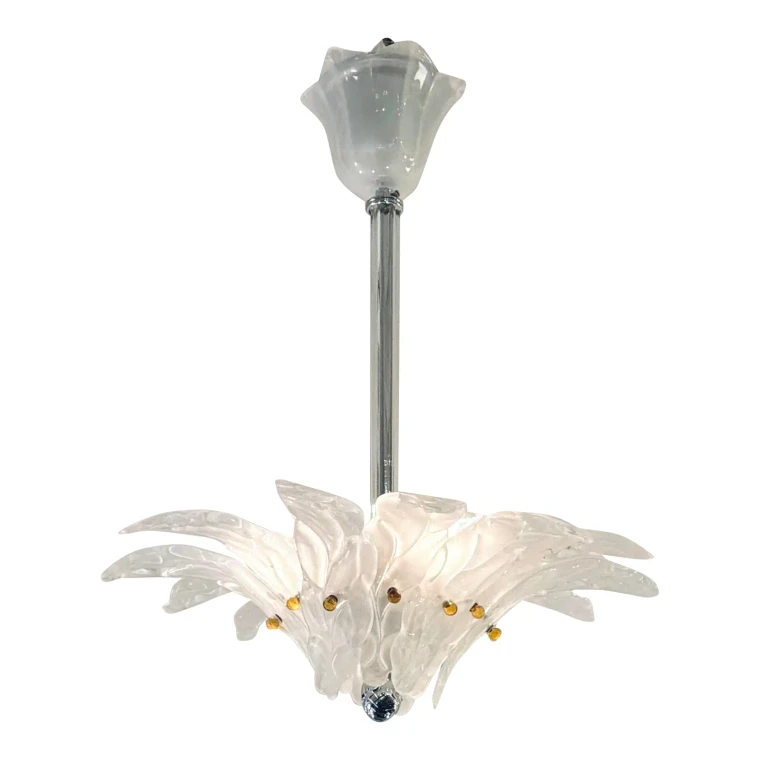 Myran Allan Luxury Lighting Lalique Style Italian Murano Glass Chandelier