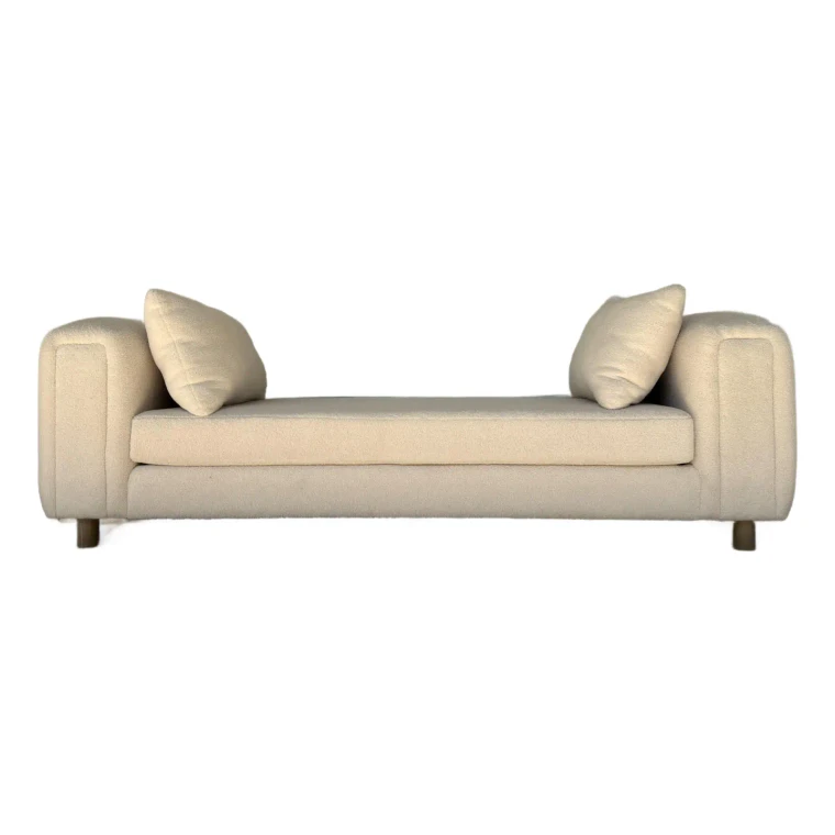 Modern Oversized Cream Faux Sheepskin Bench