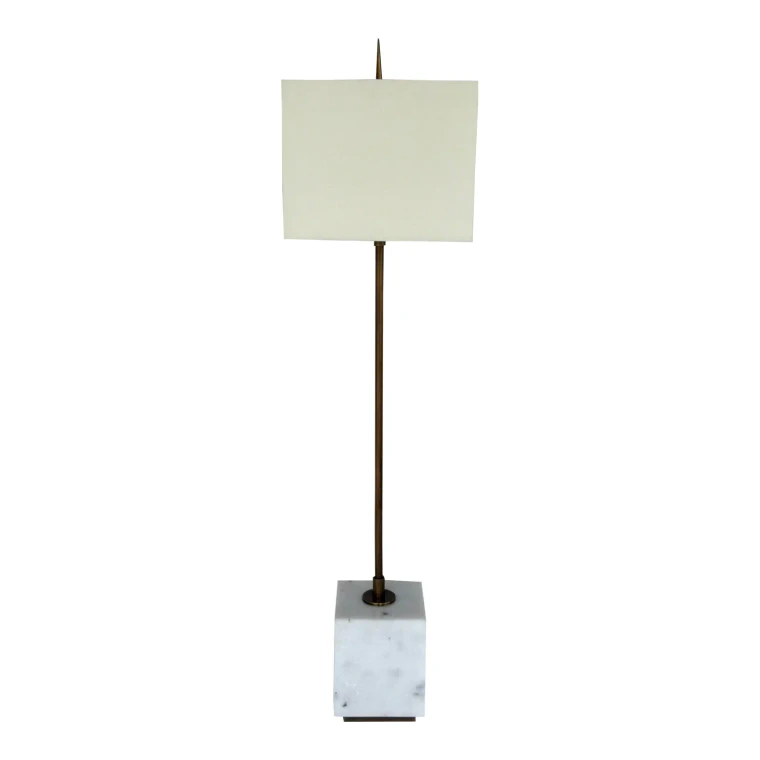 Currey & Company Modern Antique Brass and White Marble Thompson Table Lamp