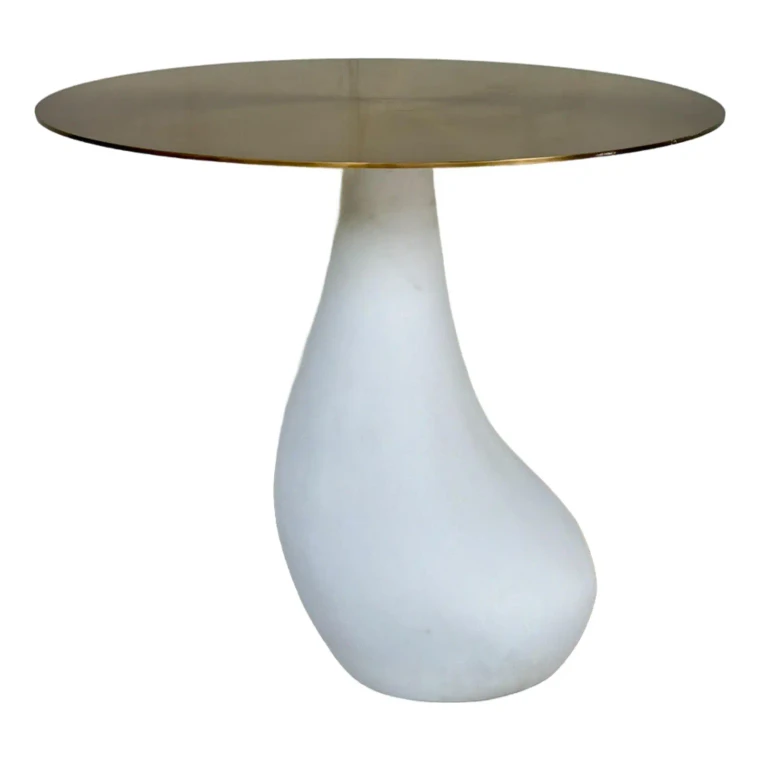 Revelation Modern White and Satin Brass Ghost Accent Table