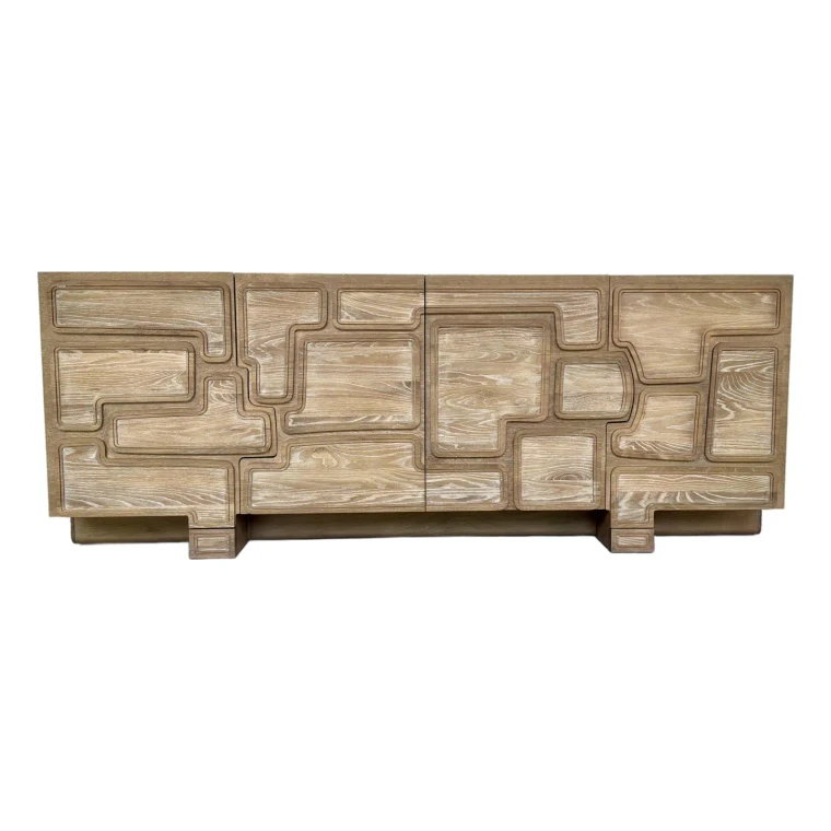 Revelation Modern Brutalist Style Cerused Oak Parcel Sideboard