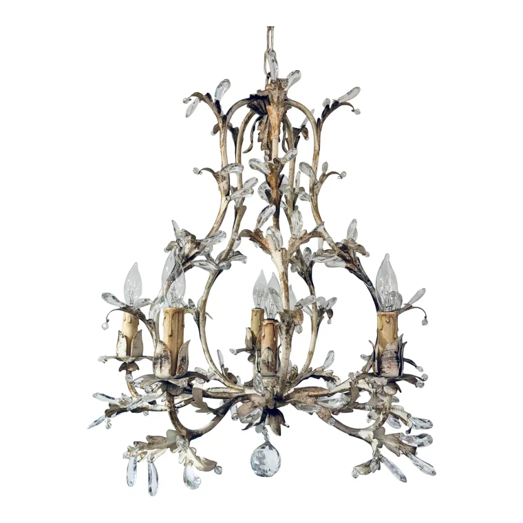 Myran Allan Luxury Italian Lighting Gold Leaf Finished Iron and Angel Wing Swarovski Crystal Chandelier