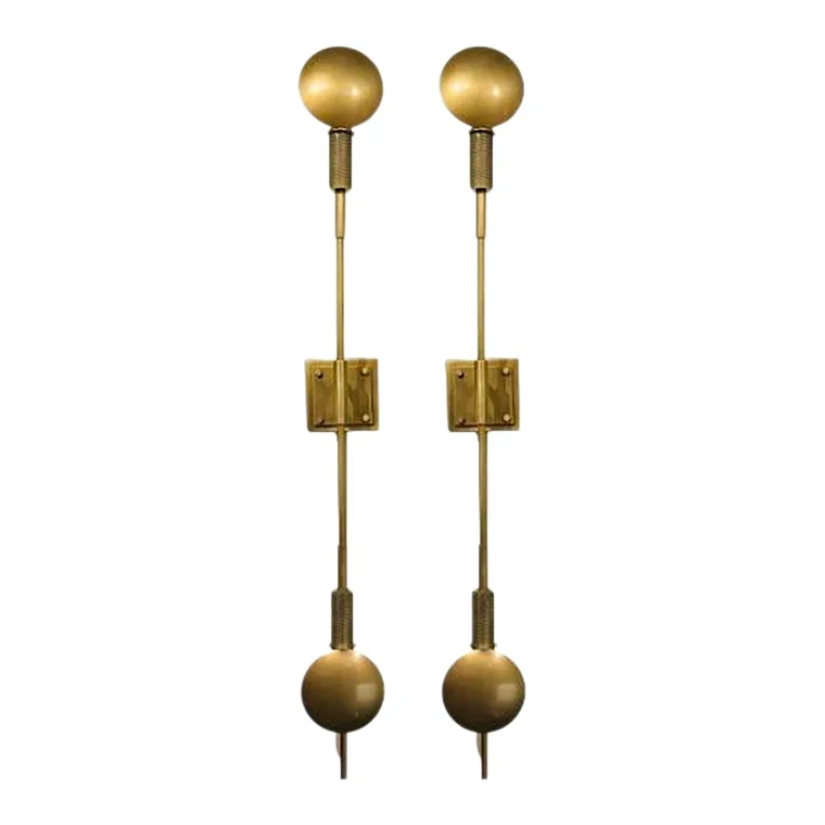 Revelation Modern Antique Brass Polar Sconces Pair