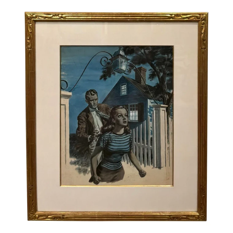 Vintage Blue Illustration Watercolor by John Ala Maxwell