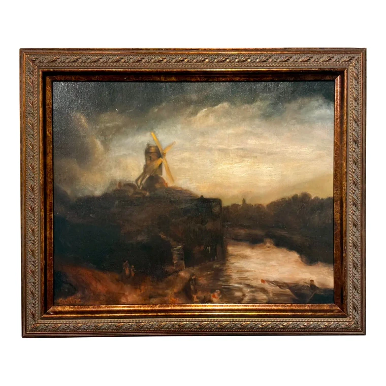 Moody Windmill Painting by Berthe