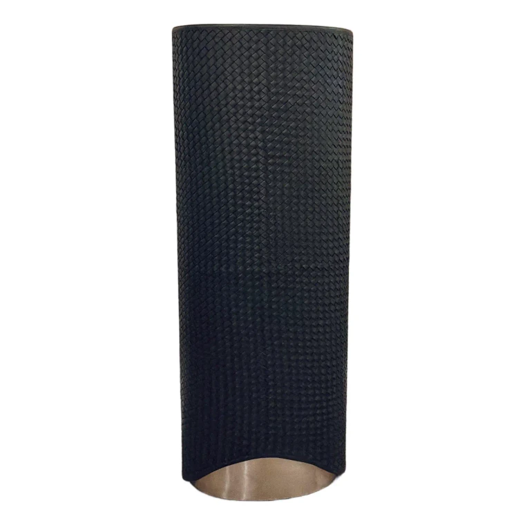 Studio a Home Modern Woven Gray Leather Oval Milan Pedestal