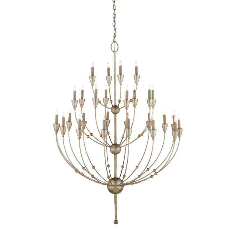 Currey & Company Modern Large Silver Paradox Chandelier
