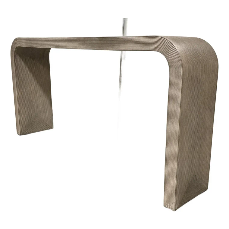 Modern Beige Reeded Waterfall Console Table