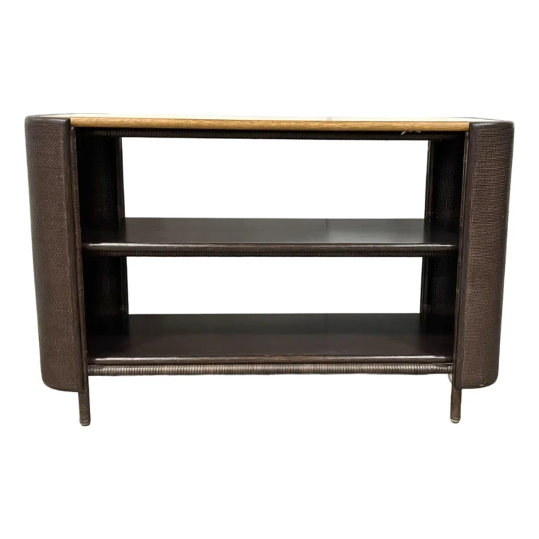 Baker / McGuire Organic Modern Chocolate Brown Rattan and Caning Pacific Shelving Unit
