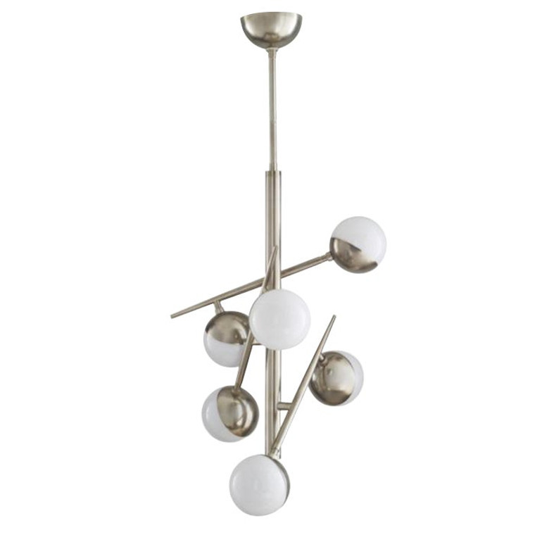 Arteriors Modern Silver Finish and Opal Glass Linkka Chandelier