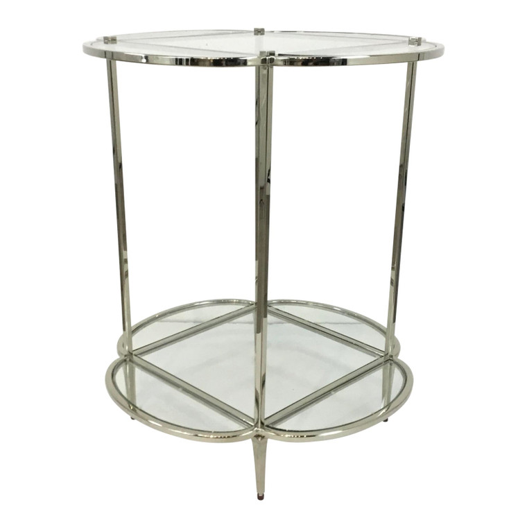 Caracole Modern Glass and Brass Finished Side Car End Table