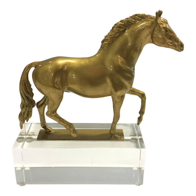 Modern Gold Thoroughbred Horse Sculpture