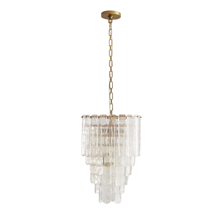 Modern Arteriors Antique Brass and Seeded Glass Larie Chandelier
