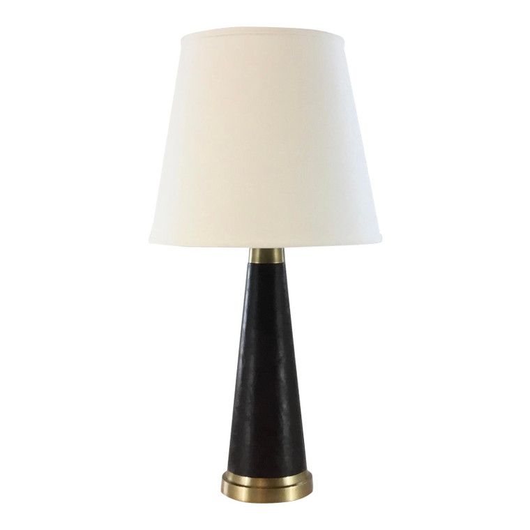 Worlds Away Modern Brown Faux Leather and Brass Finish Clive Table Lamp