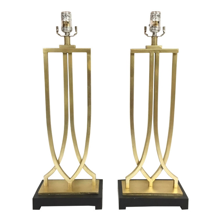 Modern Free Form Gold Iron Table Lamps - a Pair