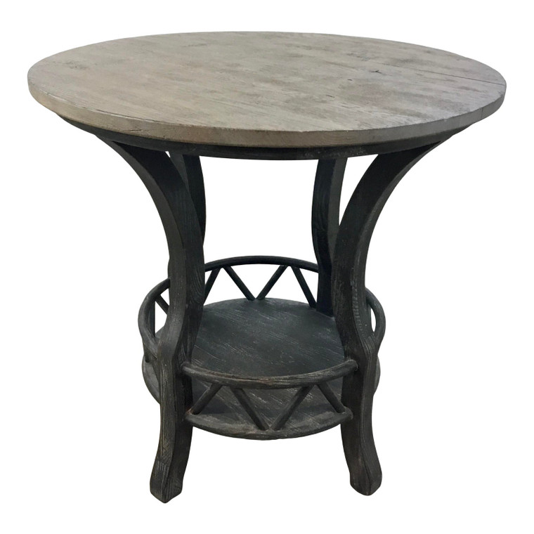 Rustic Gray and Brown Distressed Wood End Table