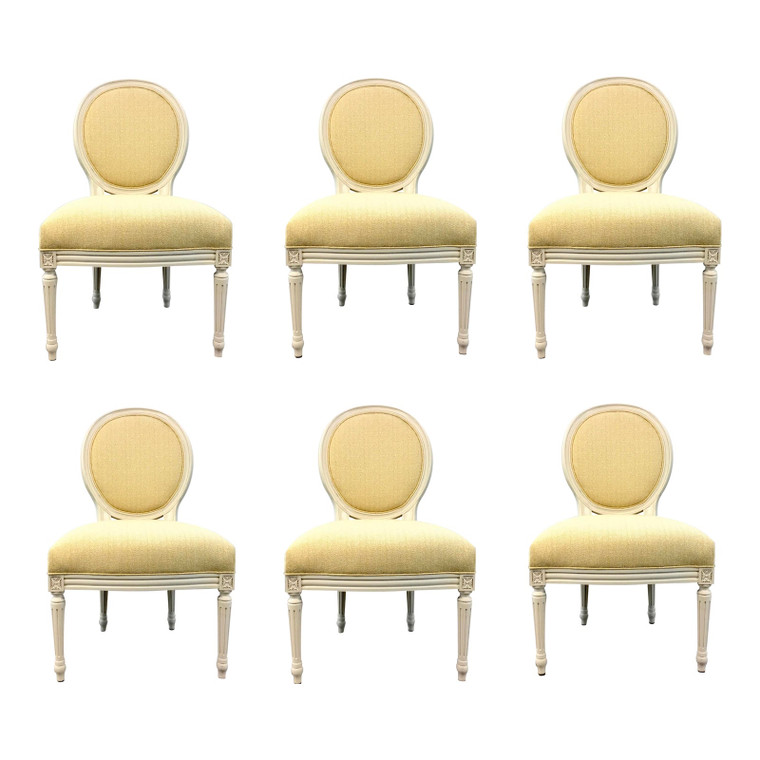Pearson Co. Transitional Gold and White Dining Chairs Set of Six