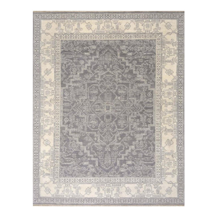 Kravet Transitional Hand Knotted Gray and Ivory 9’ X 12’ Esani Rug