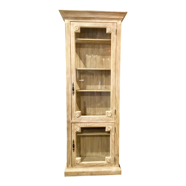 Douglas Fir Reclaimed Wood and Glass Transitional Igarine Tall Display Cabinet