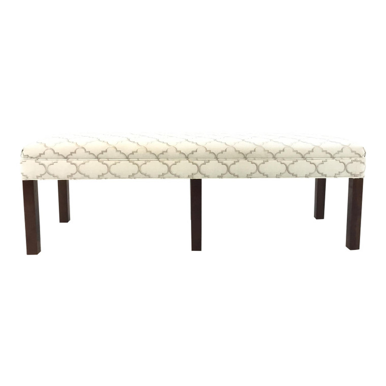Custom Modern White and Gray Ogee Print Long Bench