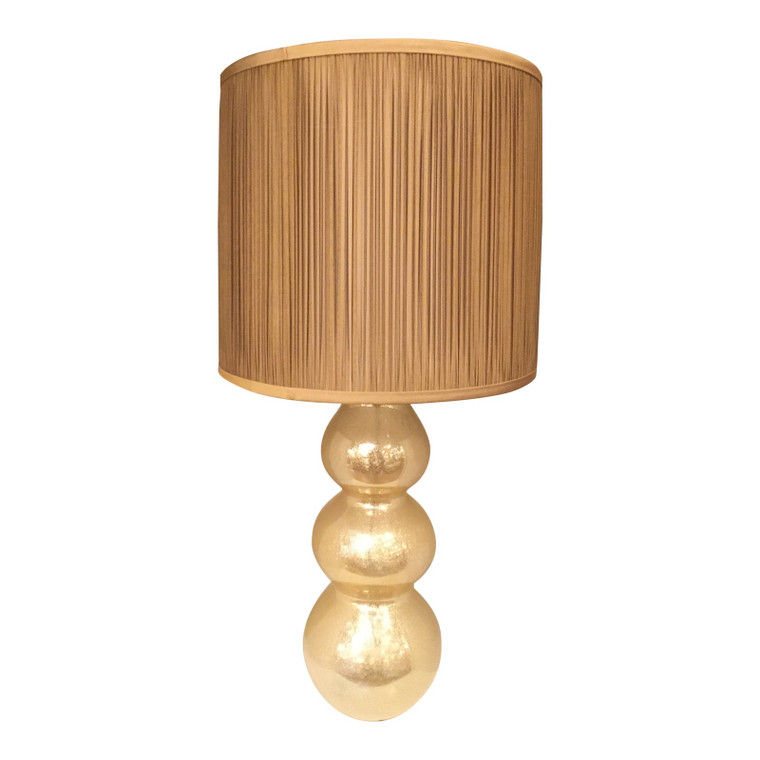 Modern Gold Dust Triple Gourd Glass Table Lamp With Pleated Shade