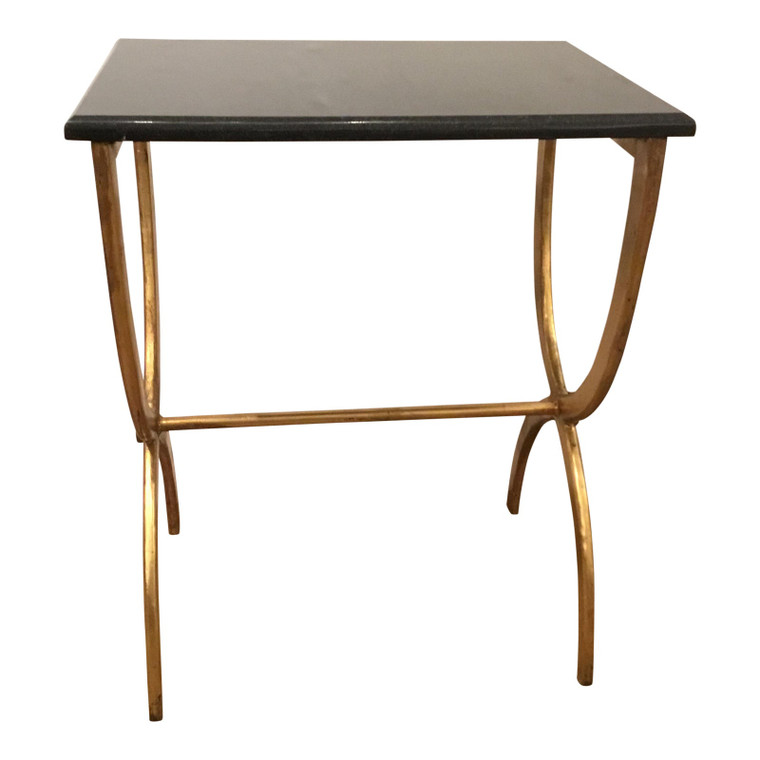 Cyan Design Modern Black Marble and Antique Gold Hourglass Side Table