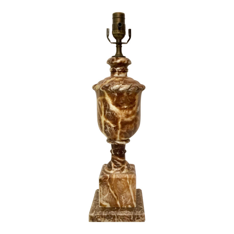 Spanish Brown and Cream Marble Transitional Table Lamp