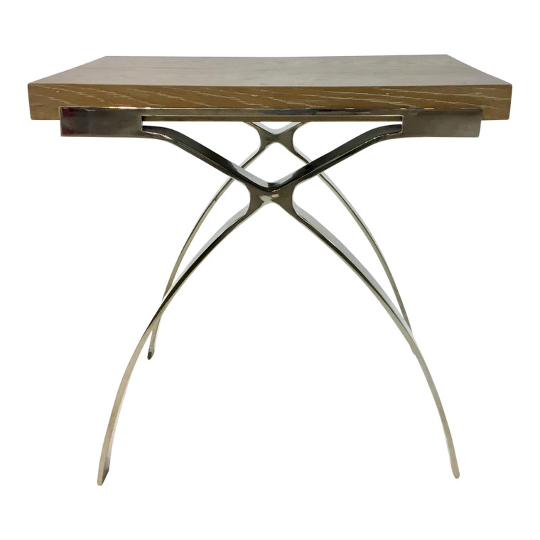 Organic Modern Interlude Home Wood and Nickel Side Table
